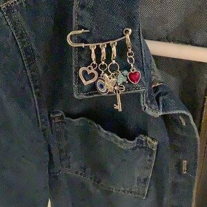 NEW Silver Charm Safety Pin with Colorful Charms